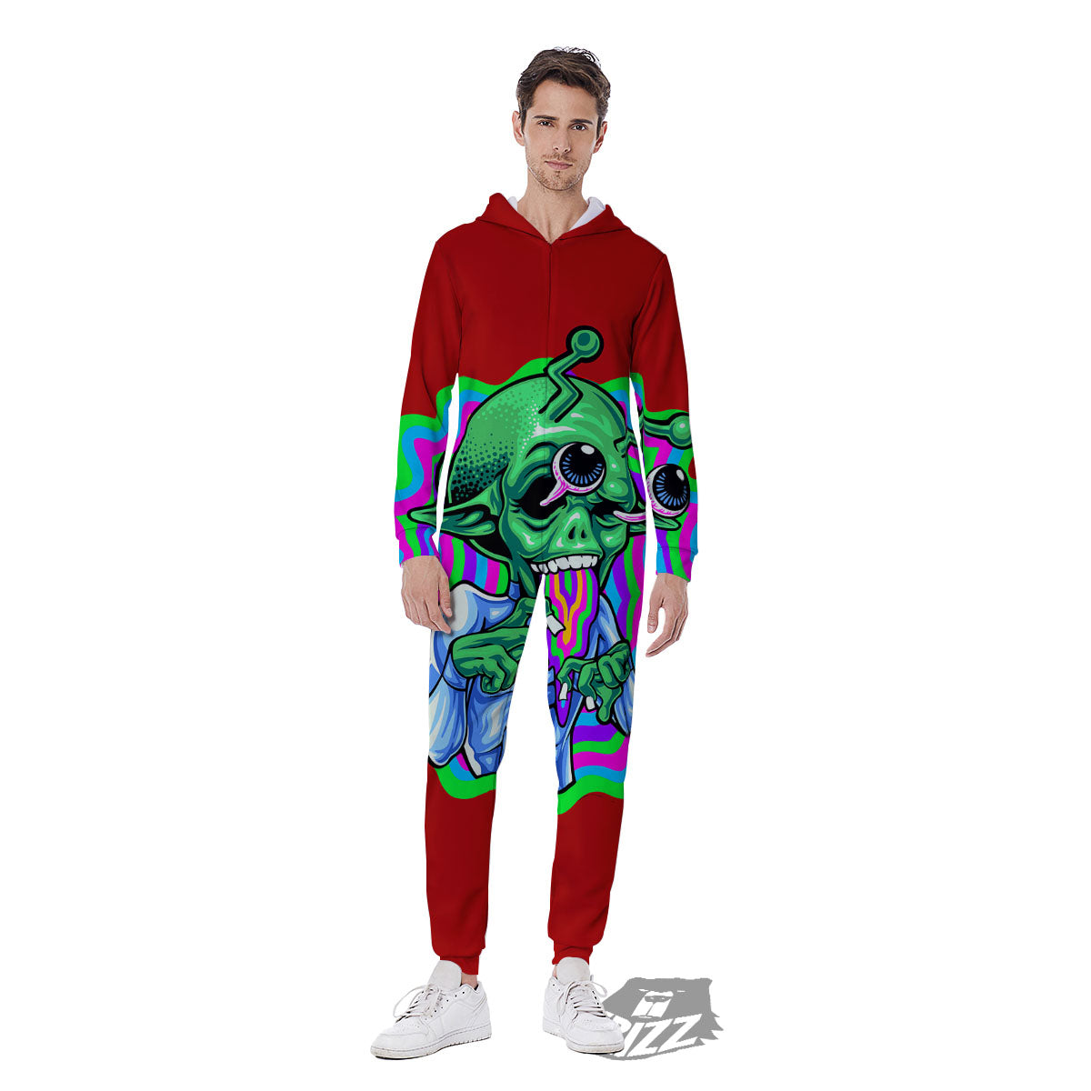 Trippy Alien Crazy Print Men's Jumpsuit-grizzshop