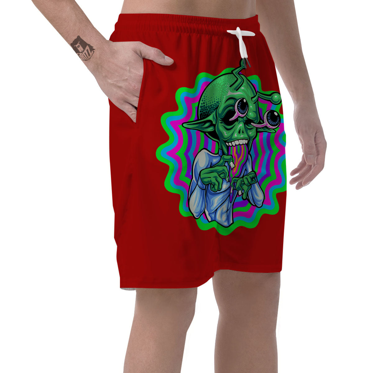 Trippy Alien Crazy Print Men's Shorts-grizzshop