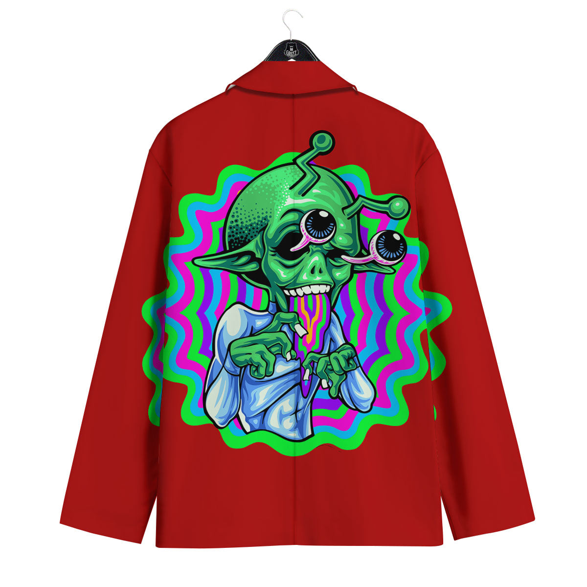 Trippy Alien Crazy Print Men's Sport Coat-grizzshop