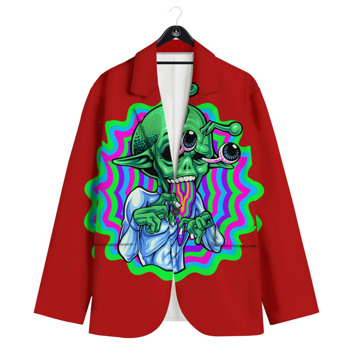 Trippy Alien Crazy Print Men's Sport Coat-grizzshop