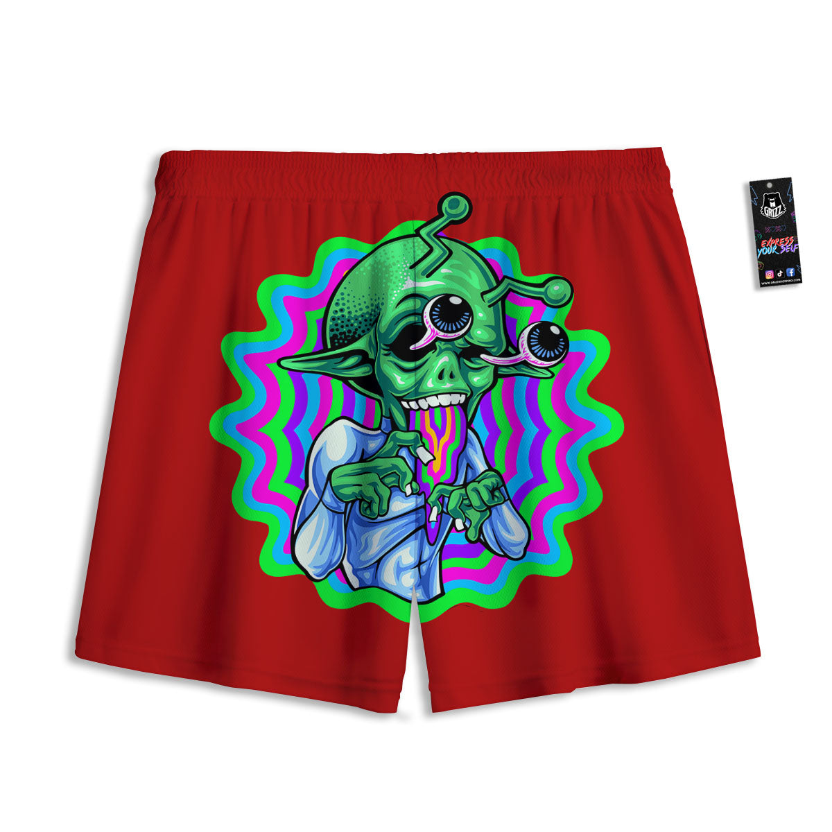 Tiger Gouache Print Pattern Mesh Shorts