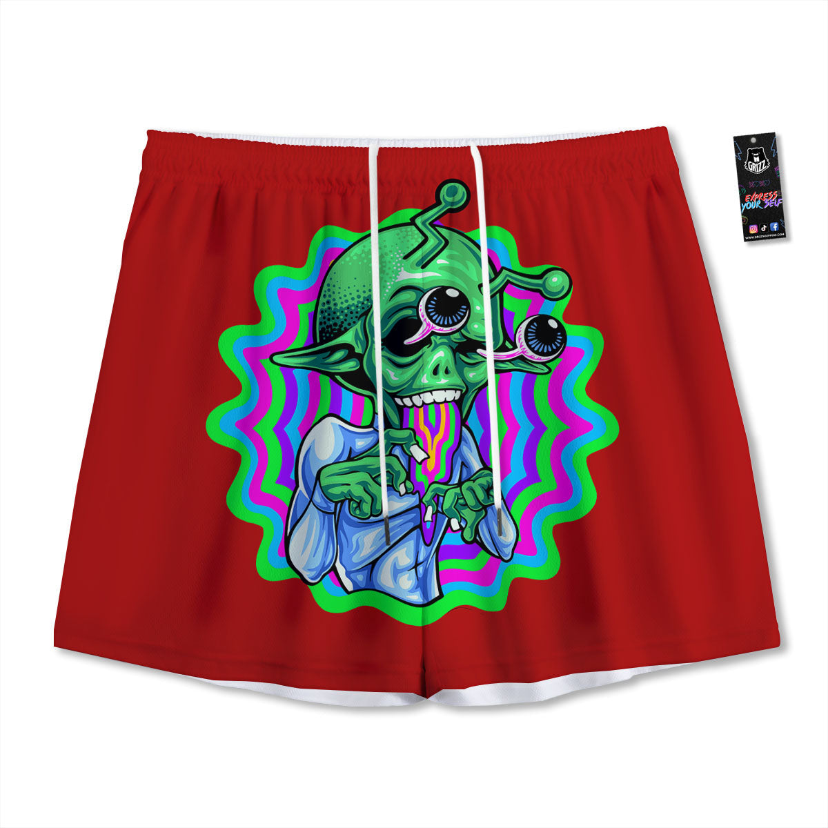 Tiger Gouache Print Pattern Mesh Shorts