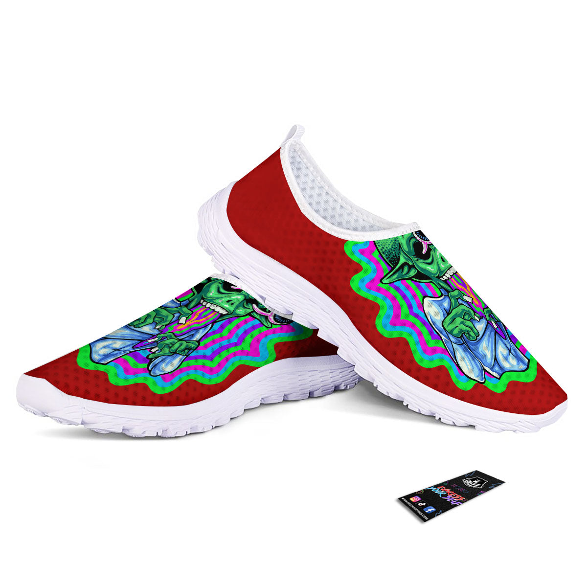 Trippy Alien Crazy Print Nurse Shoes-grizzshop