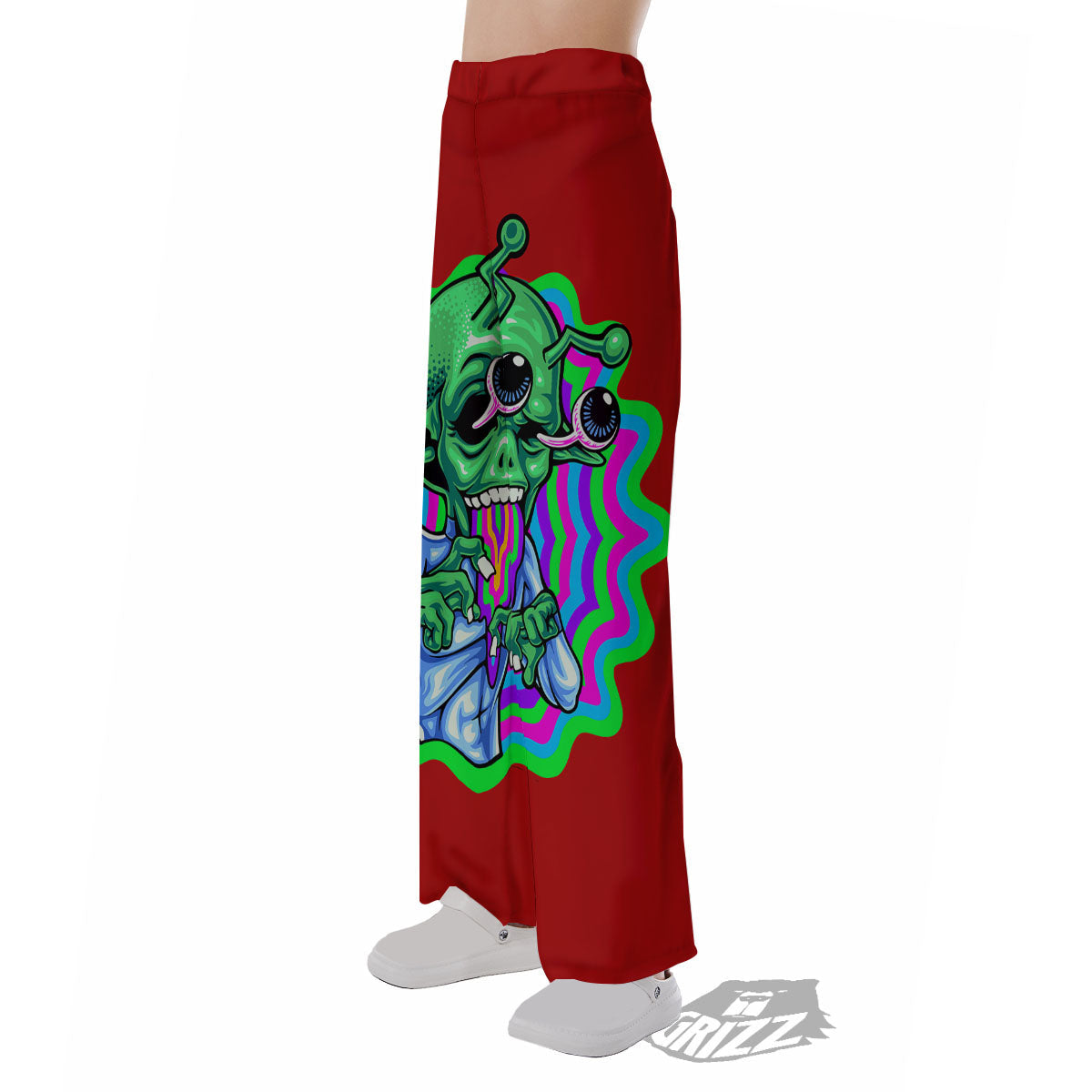 Trippy Alien Crazy Print Pajama Pants-grizzshop