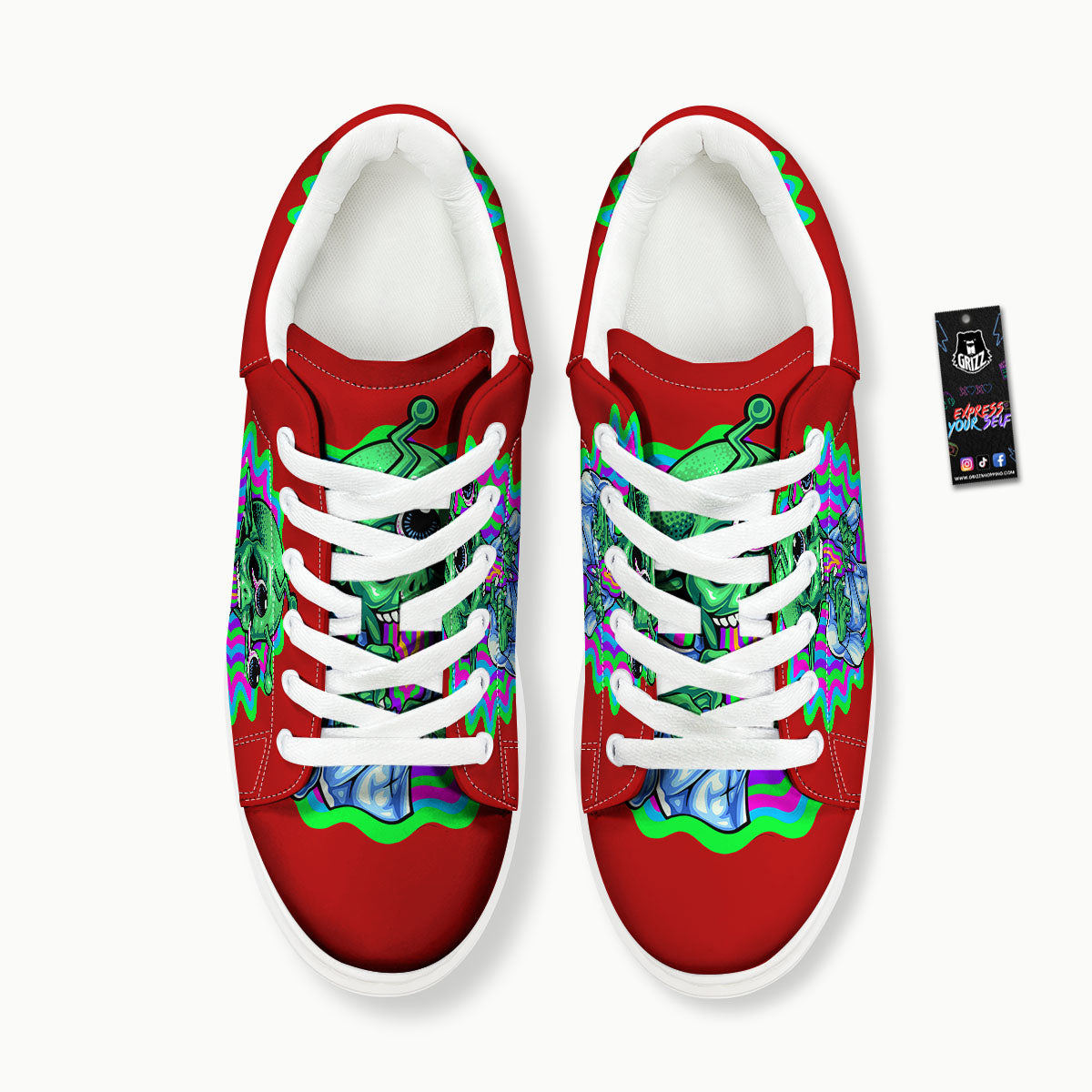 Trippy Alien Crazy Print Platform Shoes-grizzshop