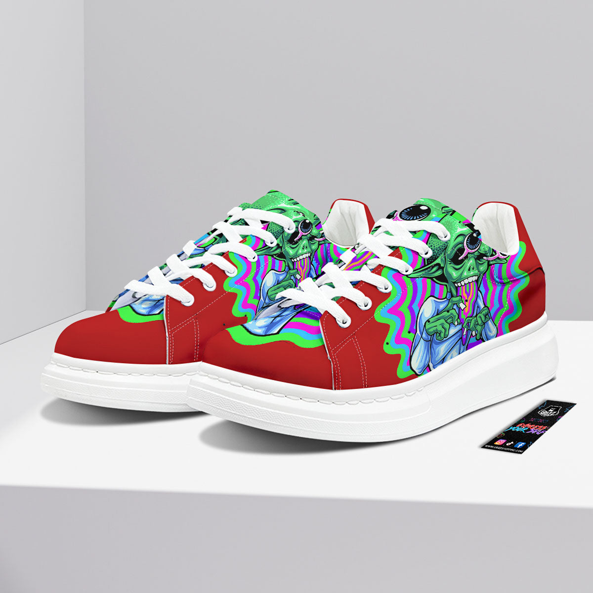 Trippy Alien Crazy Print Platform Shoes-grizzshop