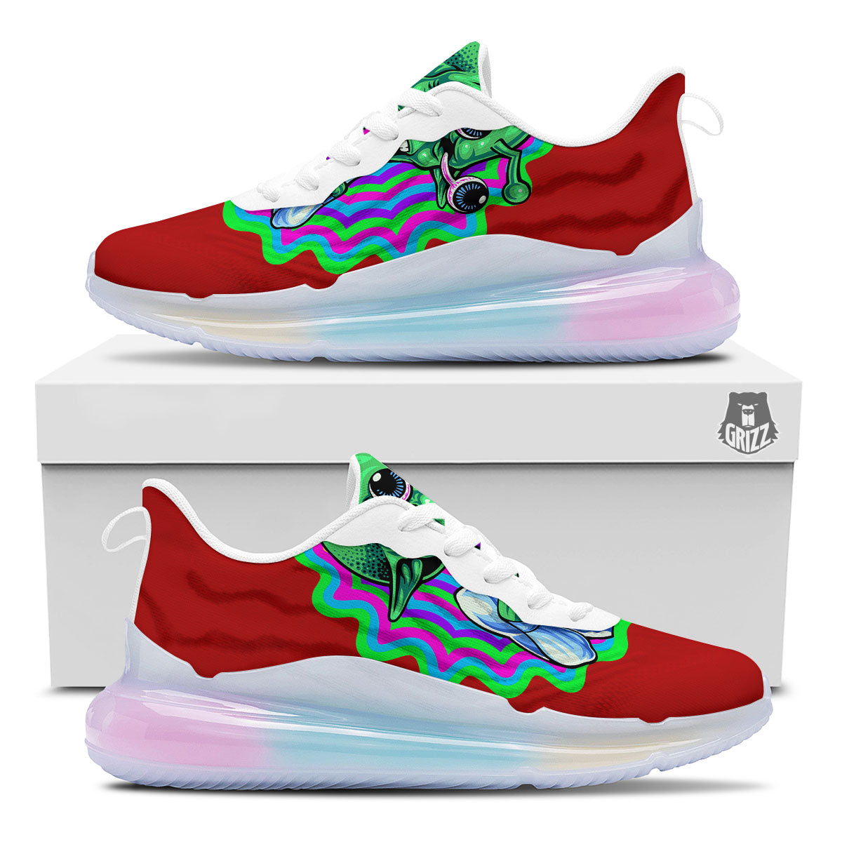 Trippy Alien Crazy Print Running Sneakers-grizzshop
