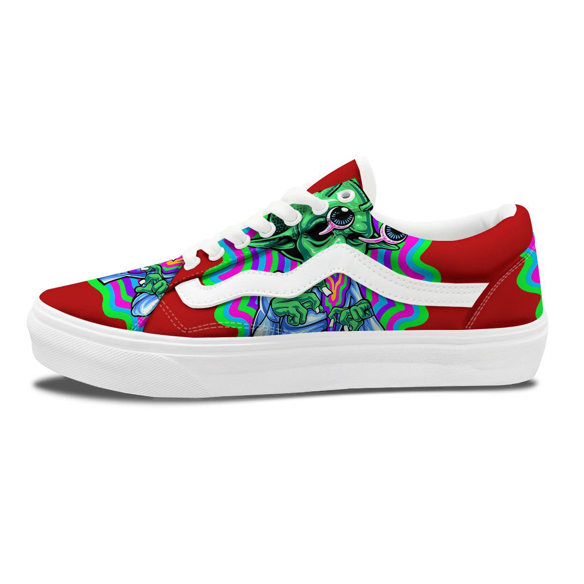 Trippy Alien Crazy Print Skate Shoes-grizzshop