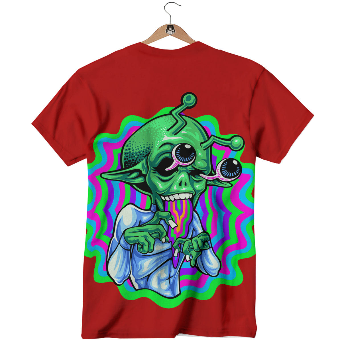 Trippy Alien Crazy Print T-Shirt-grizzshop