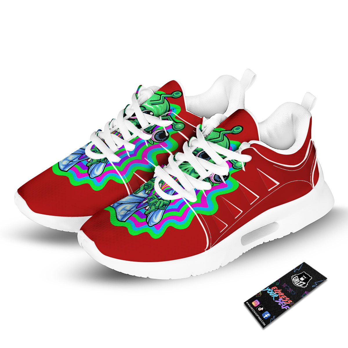 Trippy Alien Crazy Print Tennis Shoes-grizzshop