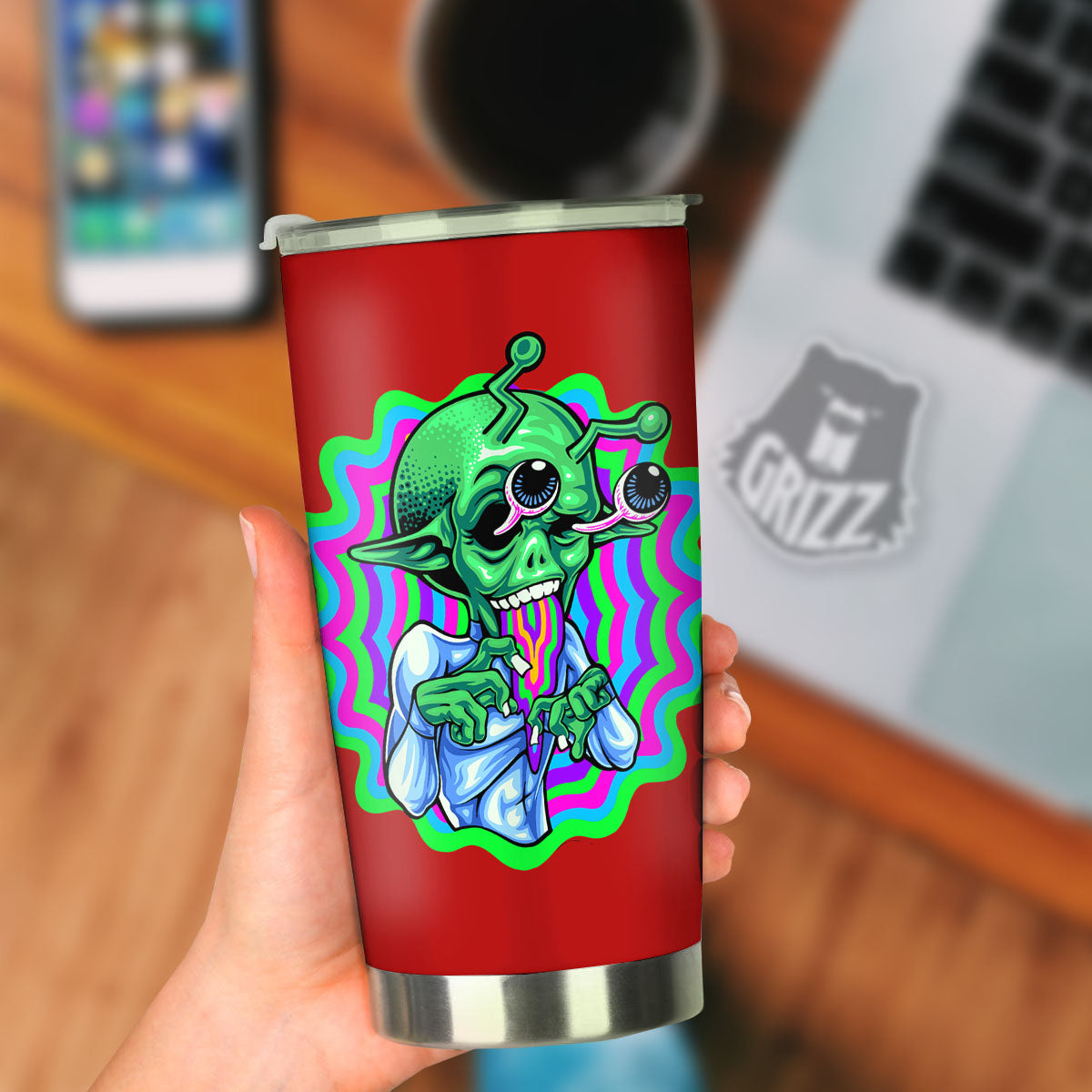 Trippy Alien Crazy Print Tumbler-grizzshop