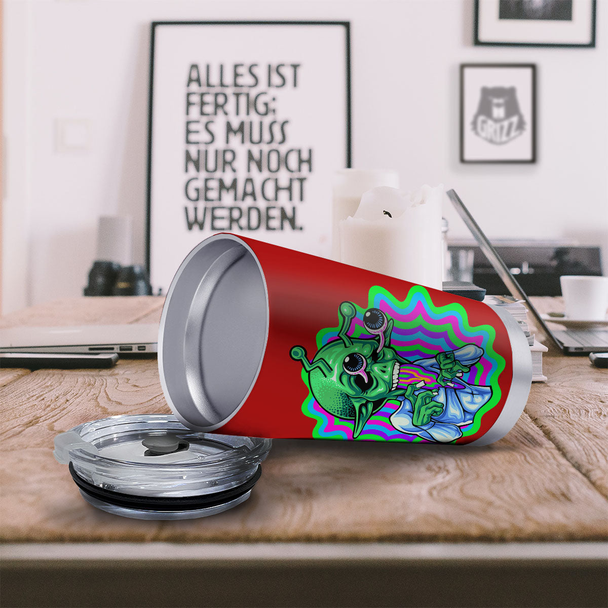 Trippy Alien Crazy Print Tumbler-grizzshop