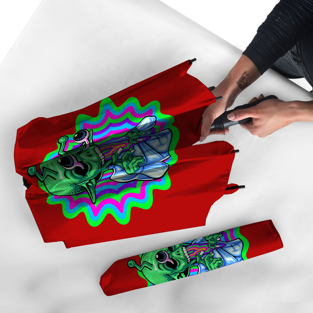 Trippy Alien Crazy Print Umbrella-grizzshop