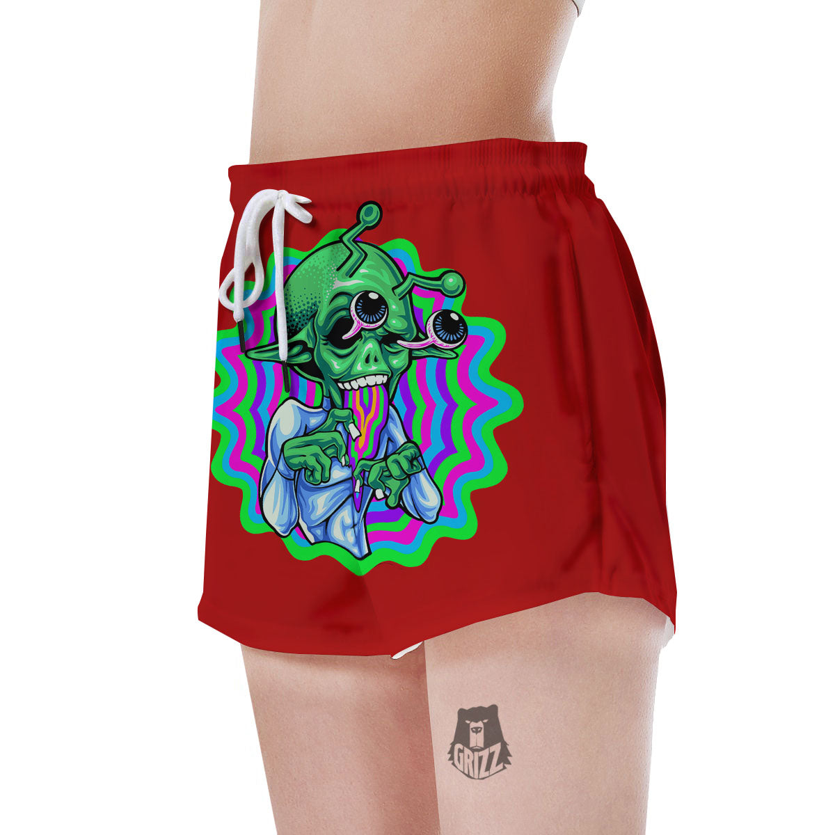 Trippy Alien Crazy Print Women's Shorts-grizzshop