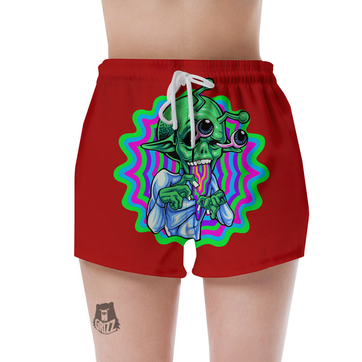 Trippy Alien Crazy Print Women's Shorts-grizzshop