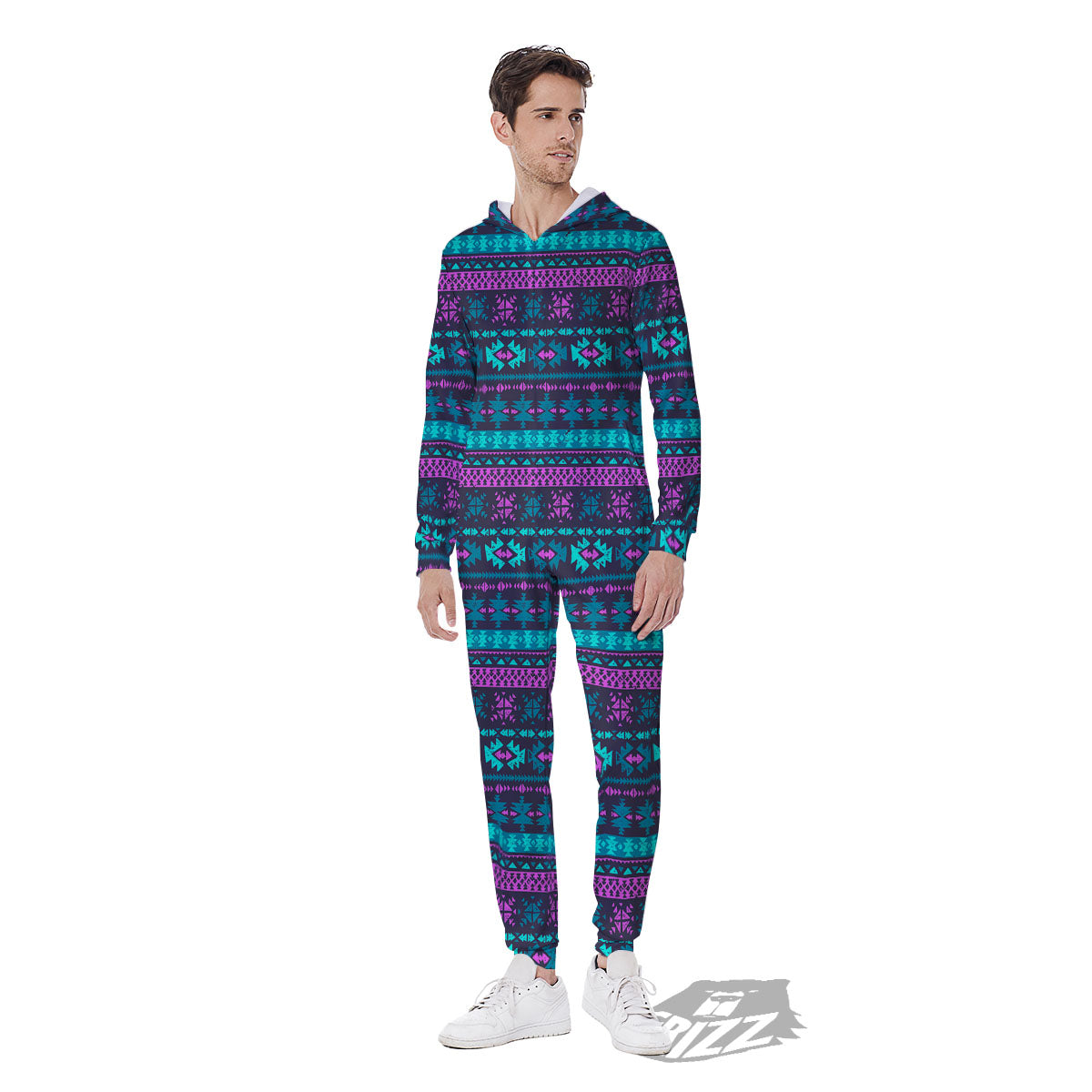 Trippy Ethnic Aztec Print Men's Jumpsuit-grizzshop