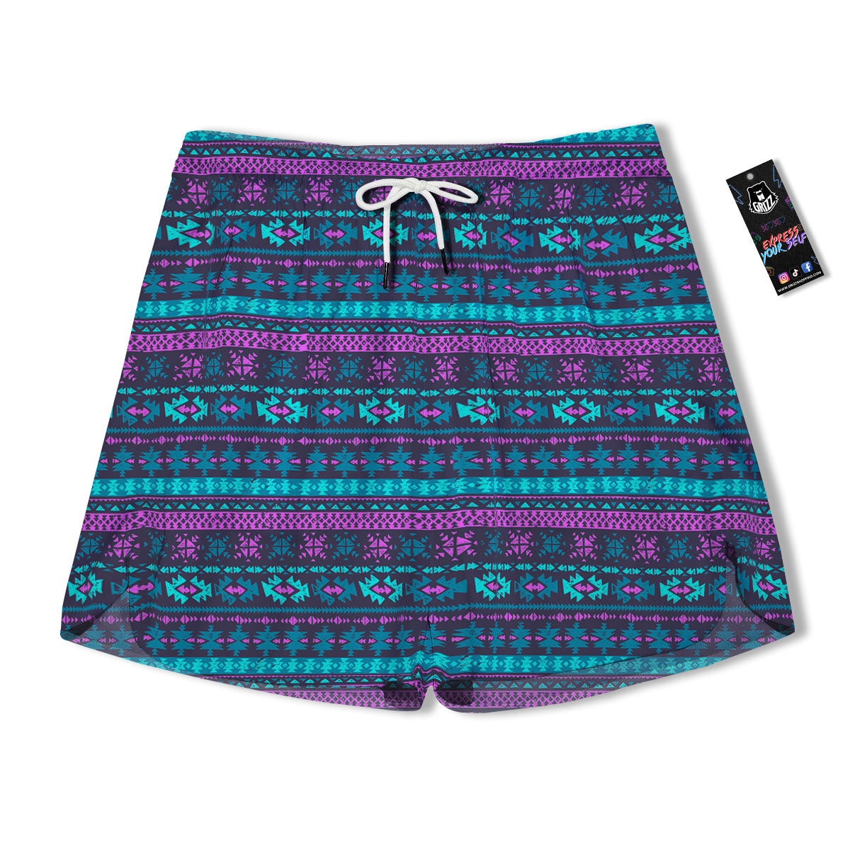 Trippy Ethnic Aztec Print Men's Running Shorts-grizzshop