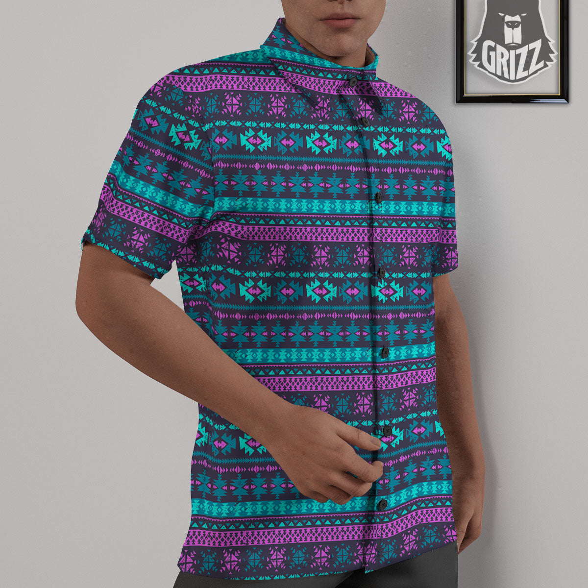 Trippy Ethnic Aztec Print Untucked Shirts-grizzshop