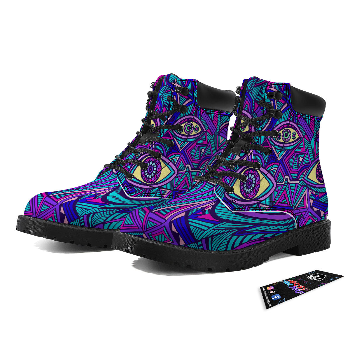 Trippy Ethnic Psychedelic Print Boots-grizzshop