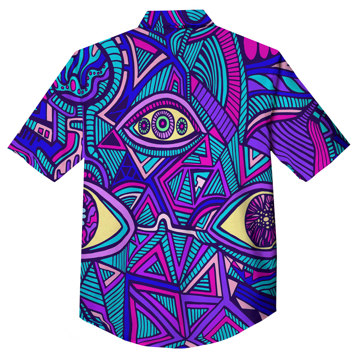 Trippy Ethnic Psychedelic Print Button Up Shirt-grizzshop