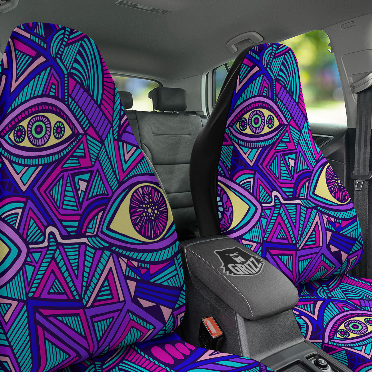 Trippy Ethnic Psychedelic Print Car Seat Covers-grizzshop