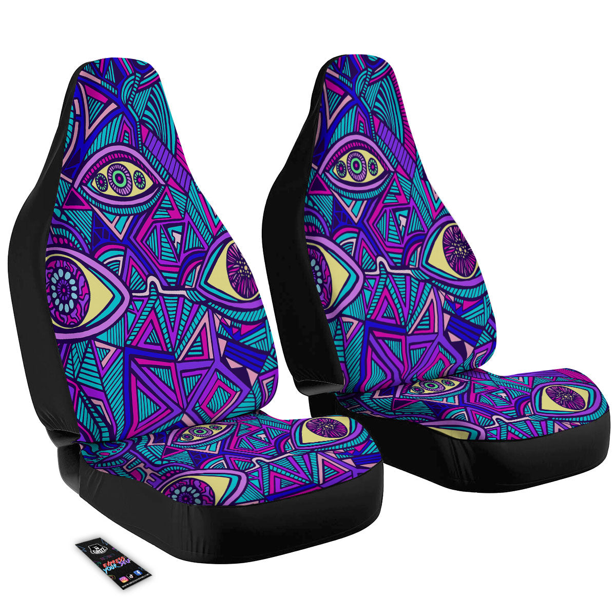 Trippy Ethnic Psychedelic Print Car Seat Covers-grizzshop