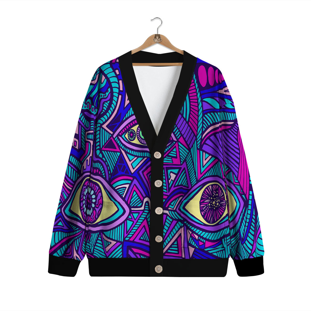 Trippy Ethnic Psychedelic Print Cardigan-grizzshop