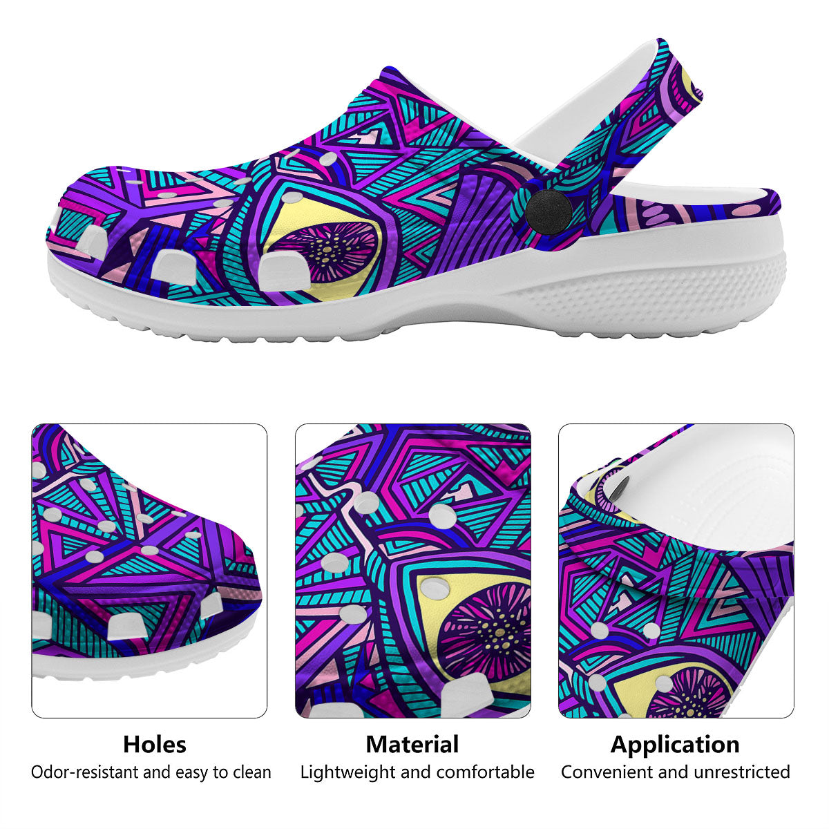Trippy Ethnic Psychedelic Print Clog-grizzshop
