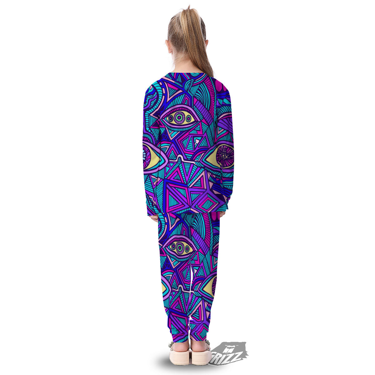 Trippy Ethnic Psychedelic Print Kid's Pajamas-grizzshop