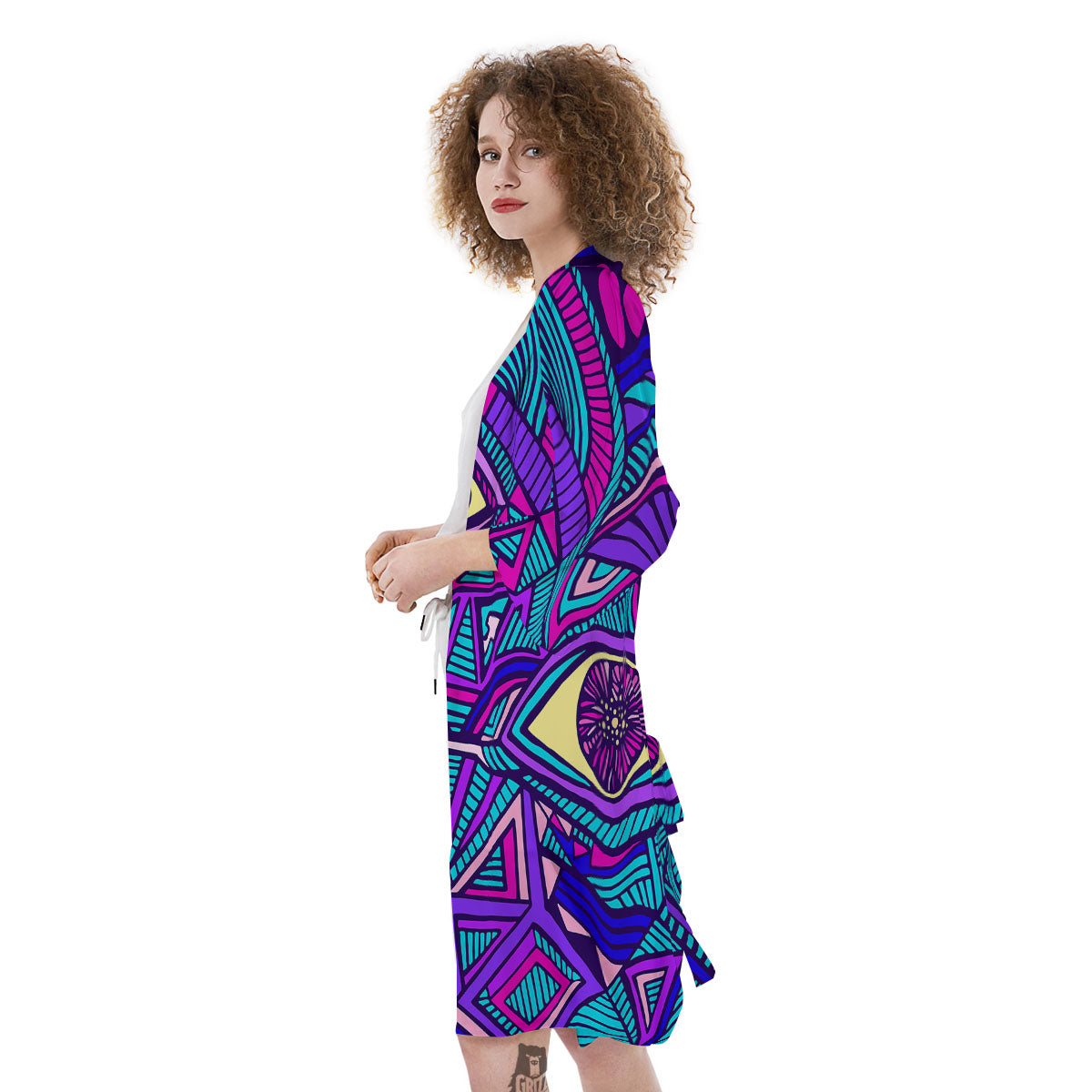 Trippy Ethnic Psychedelic Print Kimono-grizzshop