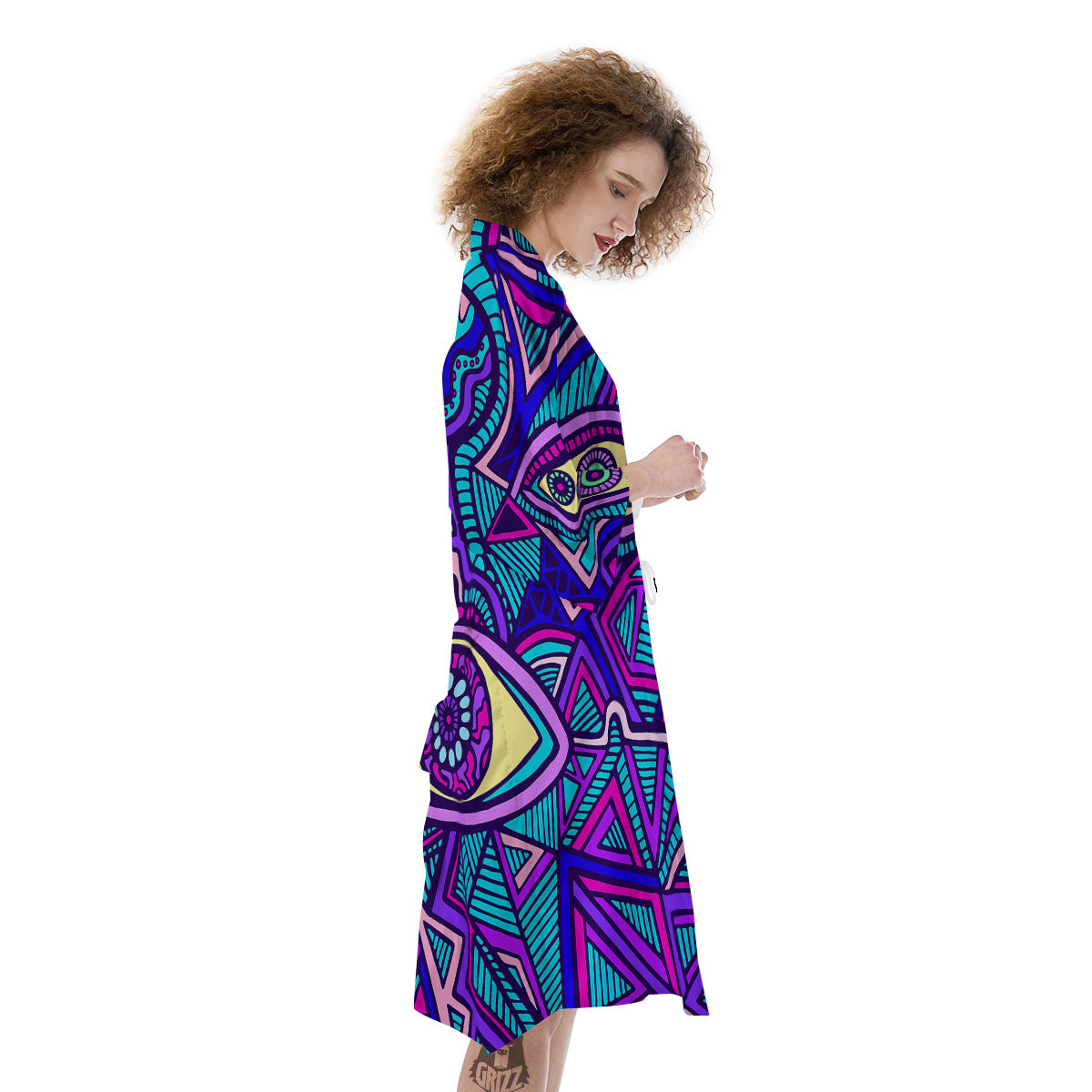 Trippy Ethnic Psychedelic Print Kimono-grizzshop