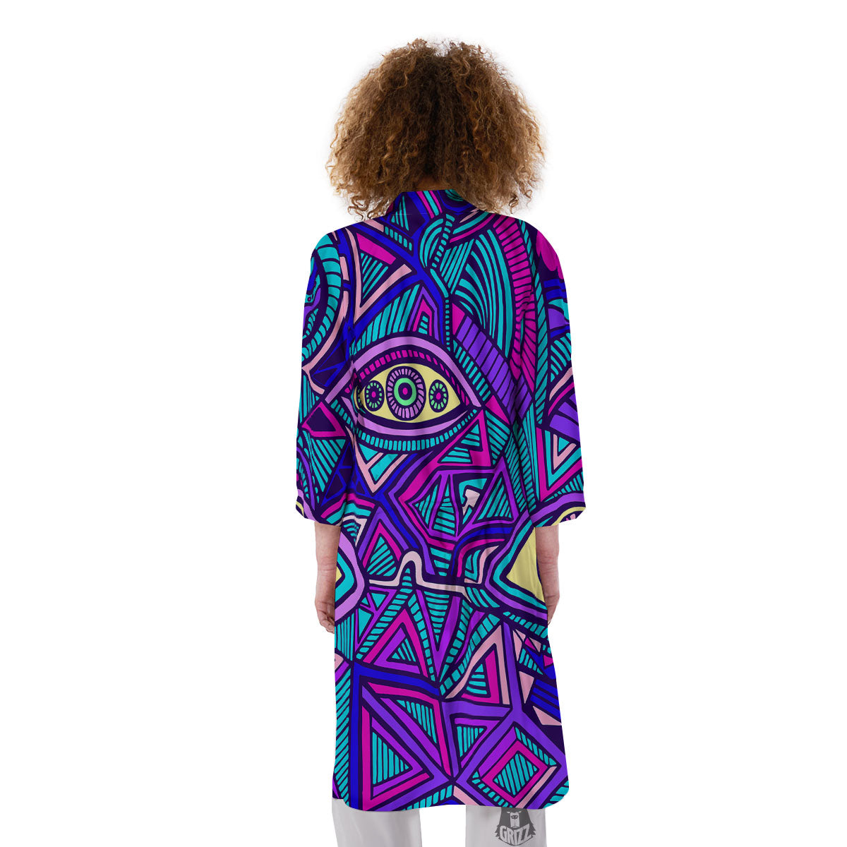 Trippy Ethnic Psychedelic Print Kimono-grizzshop