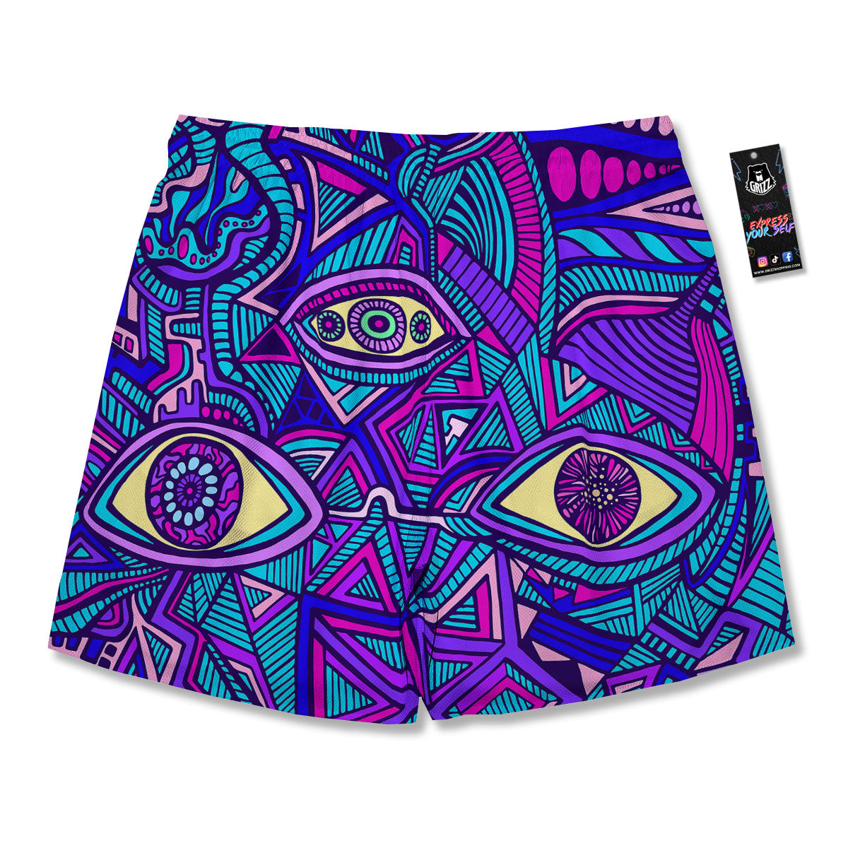 Trippy Ethnic Psychedelic Print Men's Running Shorts-grizzshop
