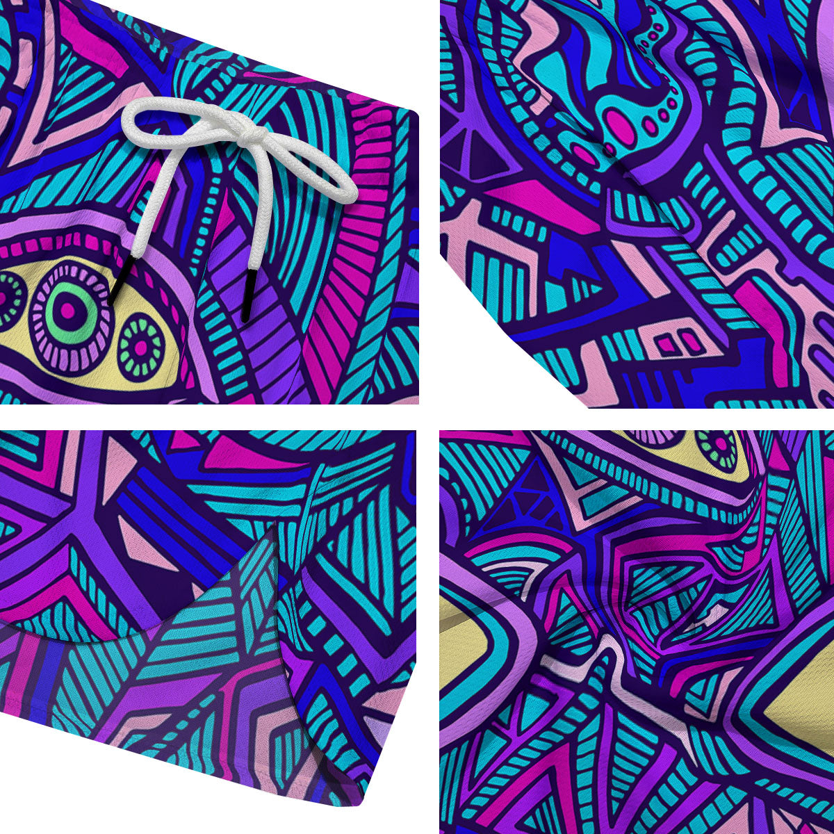 Trippy Ethnic Psychedelic Print Men's Running Shorts-grizzshop