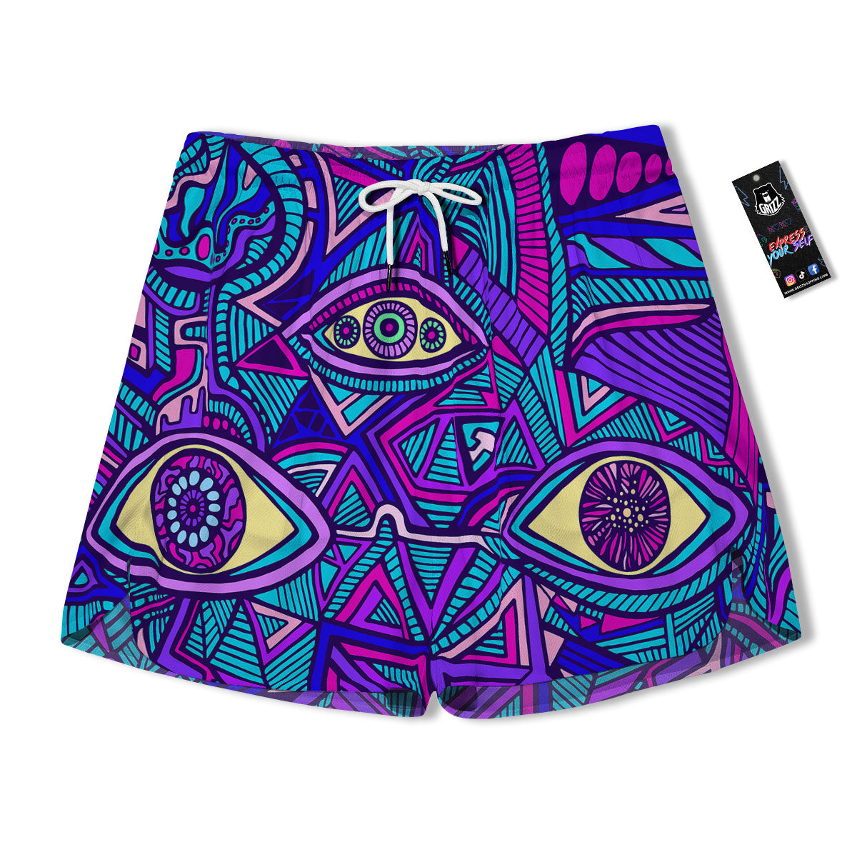 Trippy Ethnic Psychedelic Print Men's Running Shorts-grizzshop