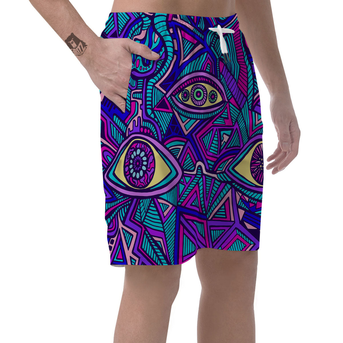Trippy Ethnic Psychedelic Print Men's Shorts-grizzshop