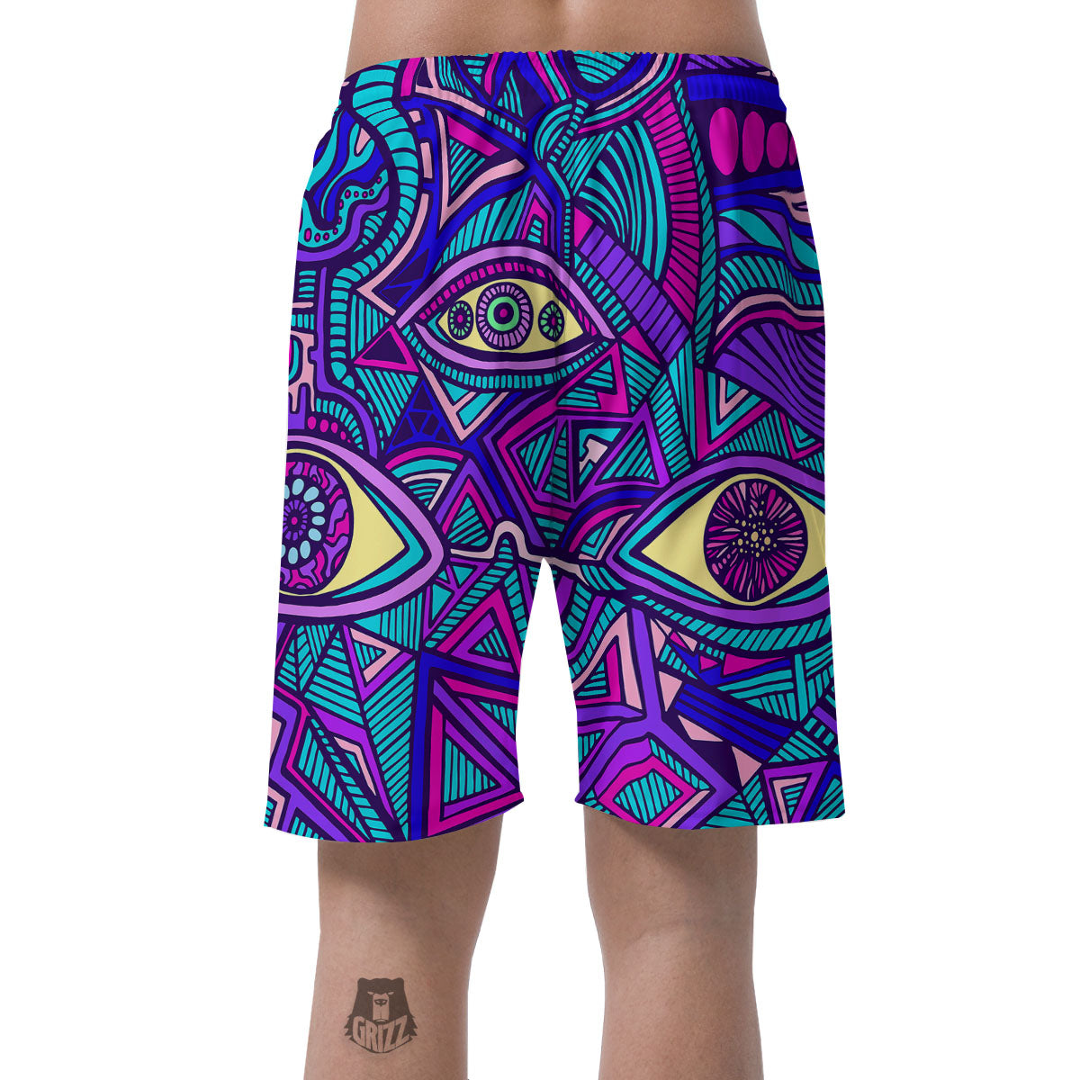 Trippy Ethnic Psychedelic Print Men's Shorts-grizzshop