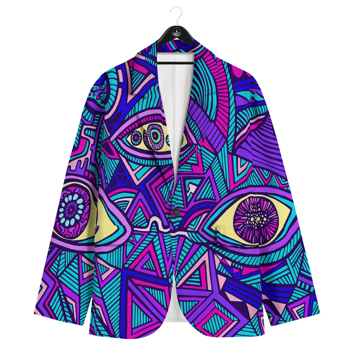 Trippy Ethnic Psychedelic Print Men's Sport Coat-grizzshop