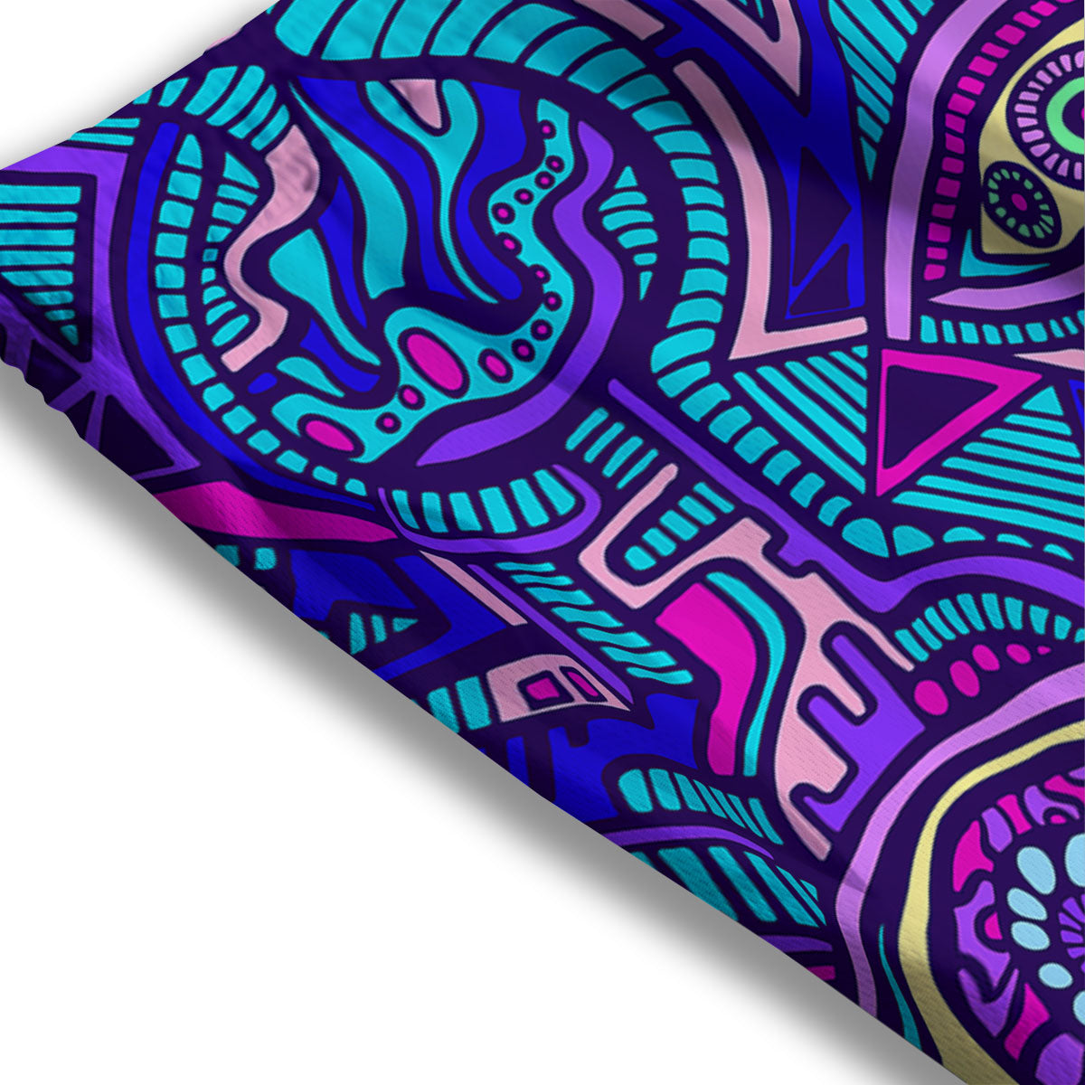Trippy Ethnic Psychedelic Print Mesh Shorts