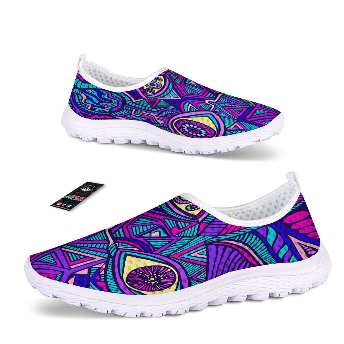 Trippy Ethnic Psychedelic Print Nurse Shoes-grizzshop