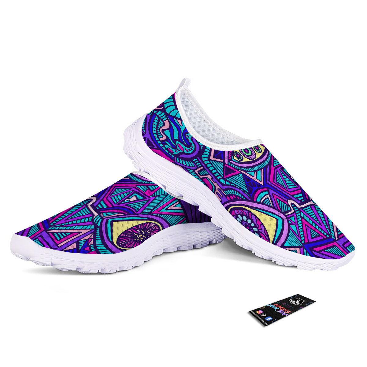 Trippy Ethnic Psychedelic Print Nurse Shoes-grizzshop