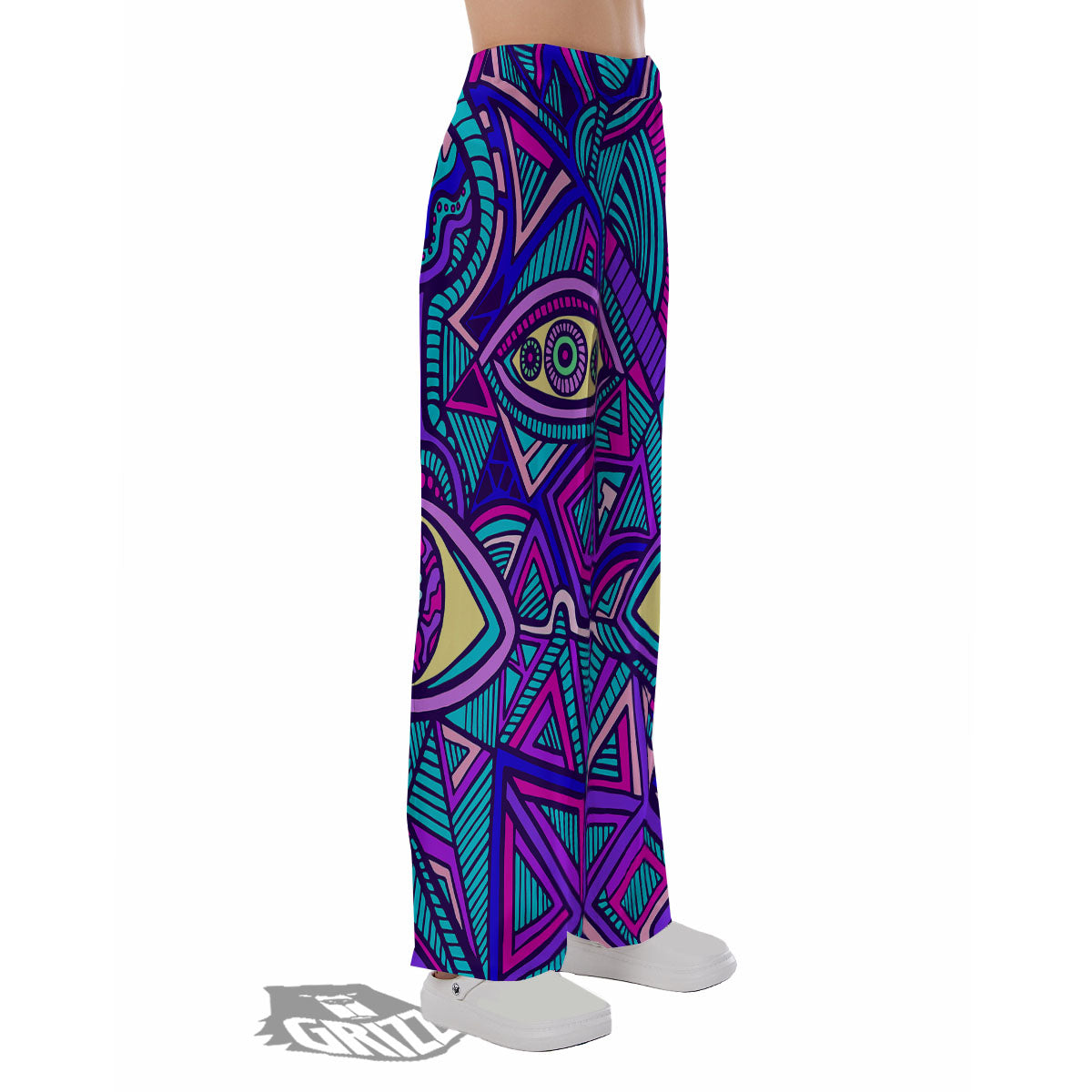 Trippy Ethnic Psychedelic Print Pajama Pants-grizzshop