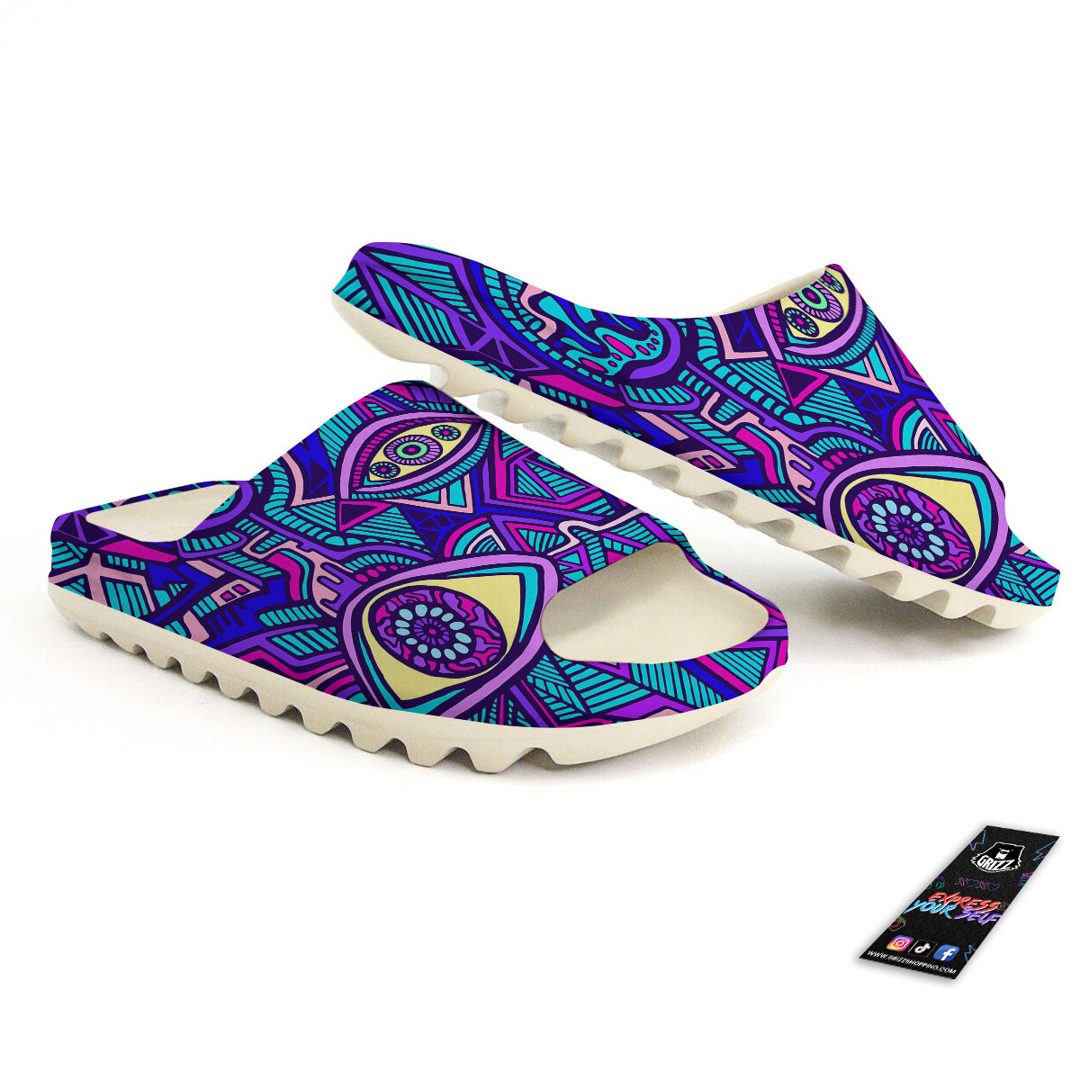 Trippy Ethnic Psychedelic Print Sandals-grizzshop