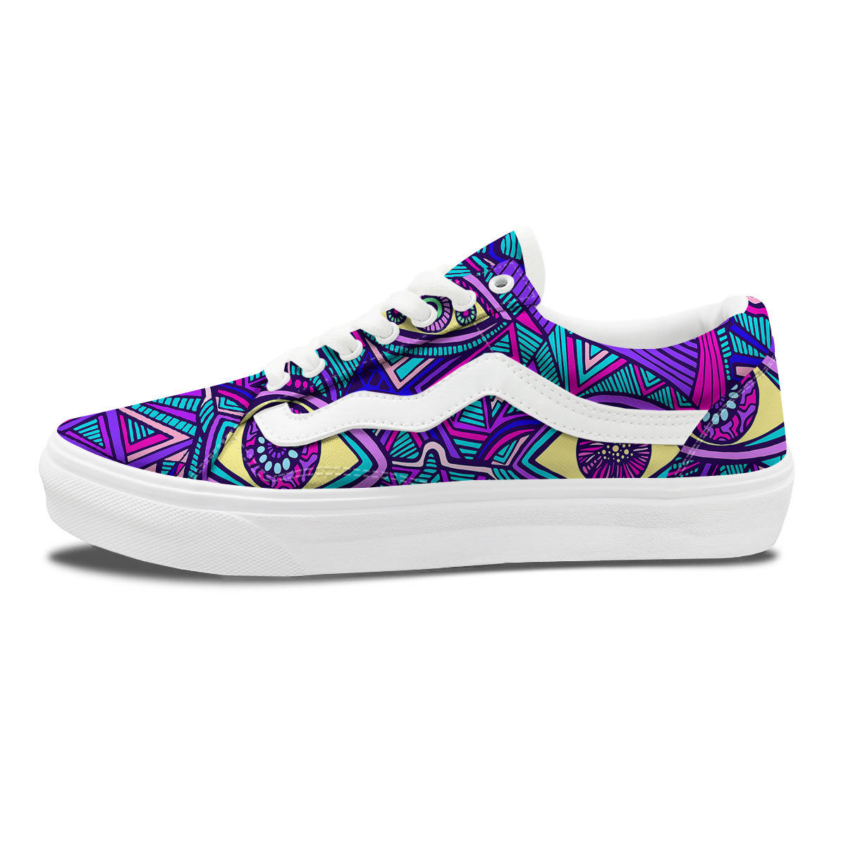 Trippy Ethnic Psychedelic Print Skate Shoes-grizzshop