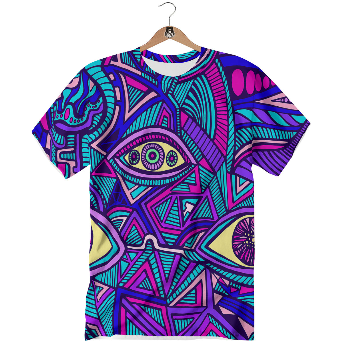 Trippy Ethnic Psychedelic Print T-Shirt-grizzshop