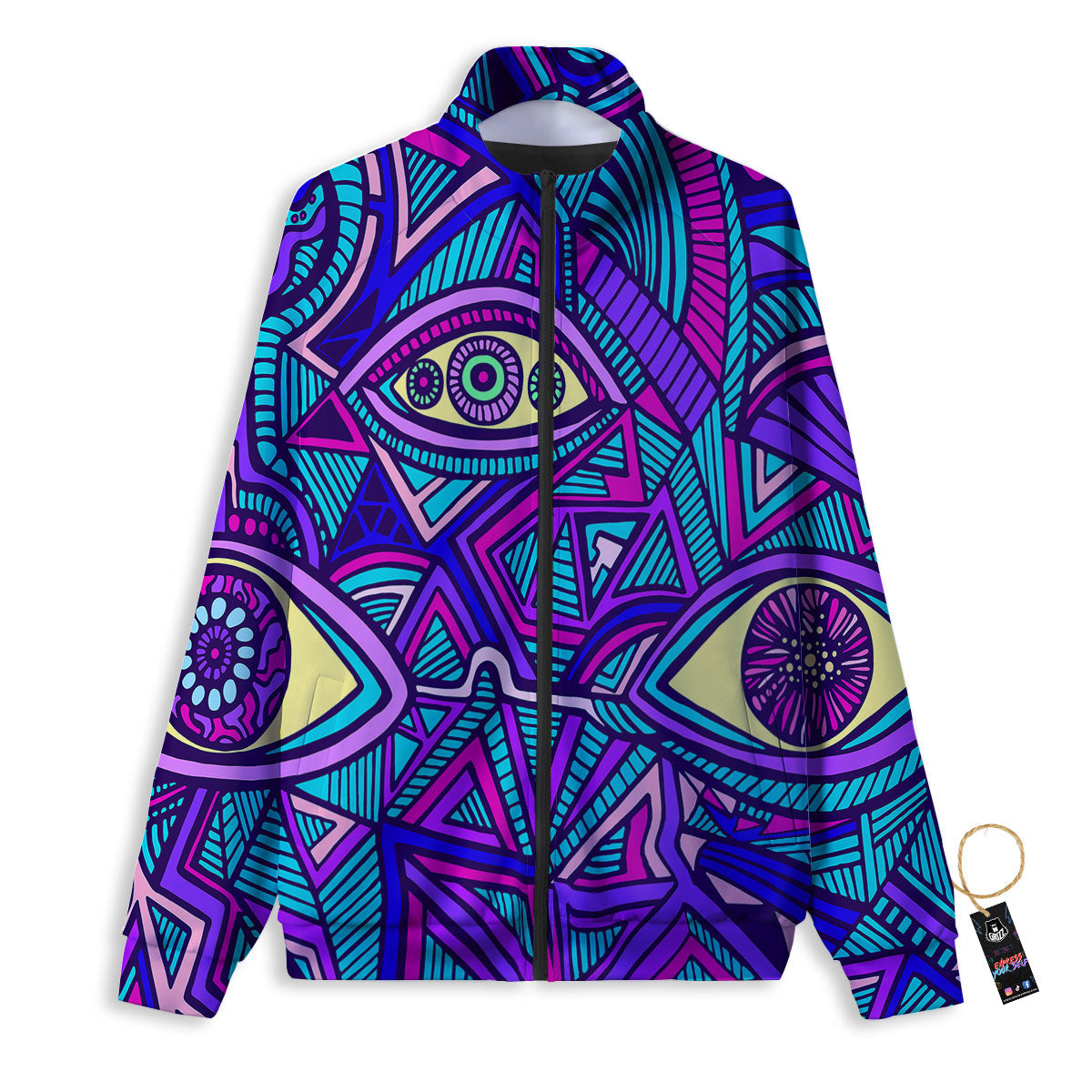 Trippy Ethnic Psychedelic Print Track Jacket-grizzshop