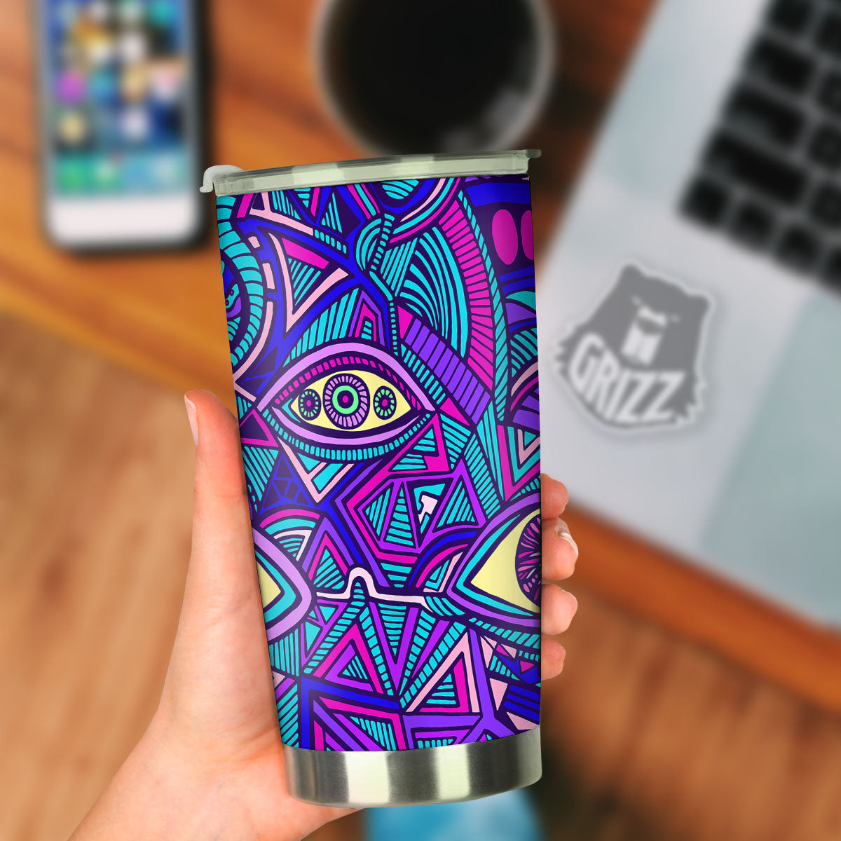 Trippy Ethnic Psychedelic Print Tumbler-grizzshop