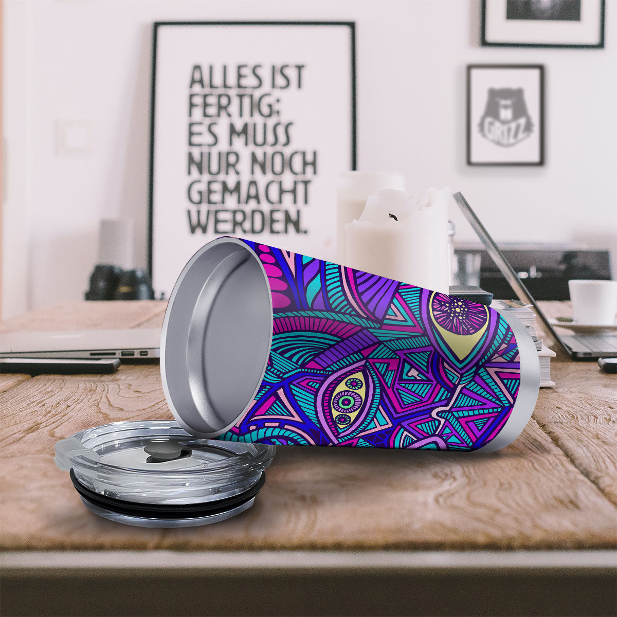 Trippy Ethnic Psychedelic Print Tumbler-grizzshop