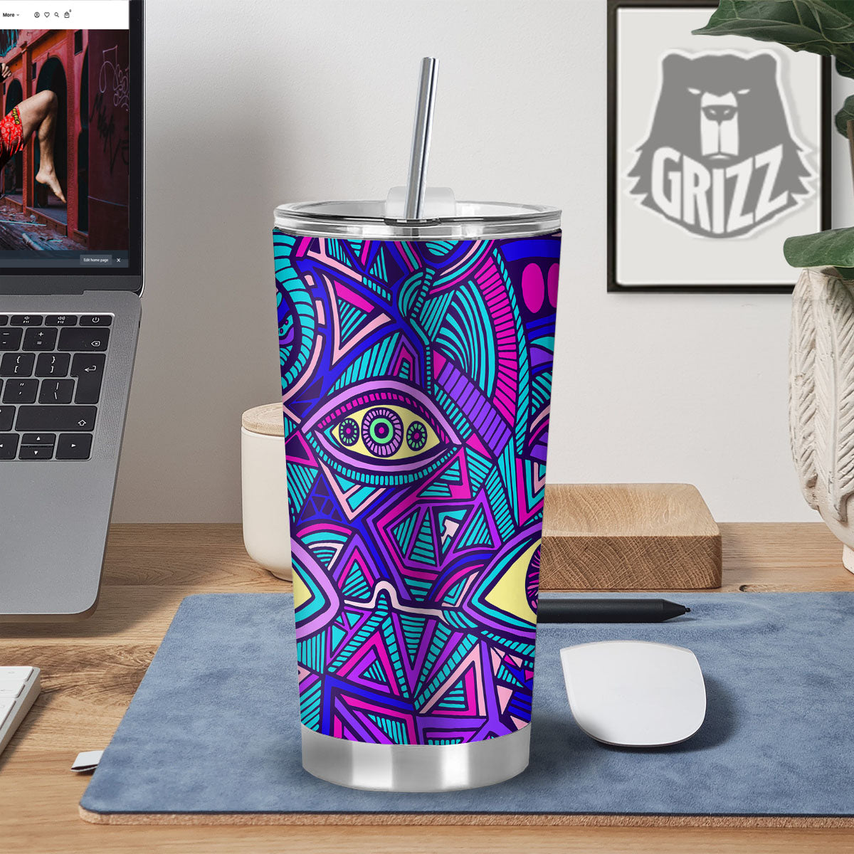 Trippy Ethnic Psychedelic Print Tumbler-grizzshop