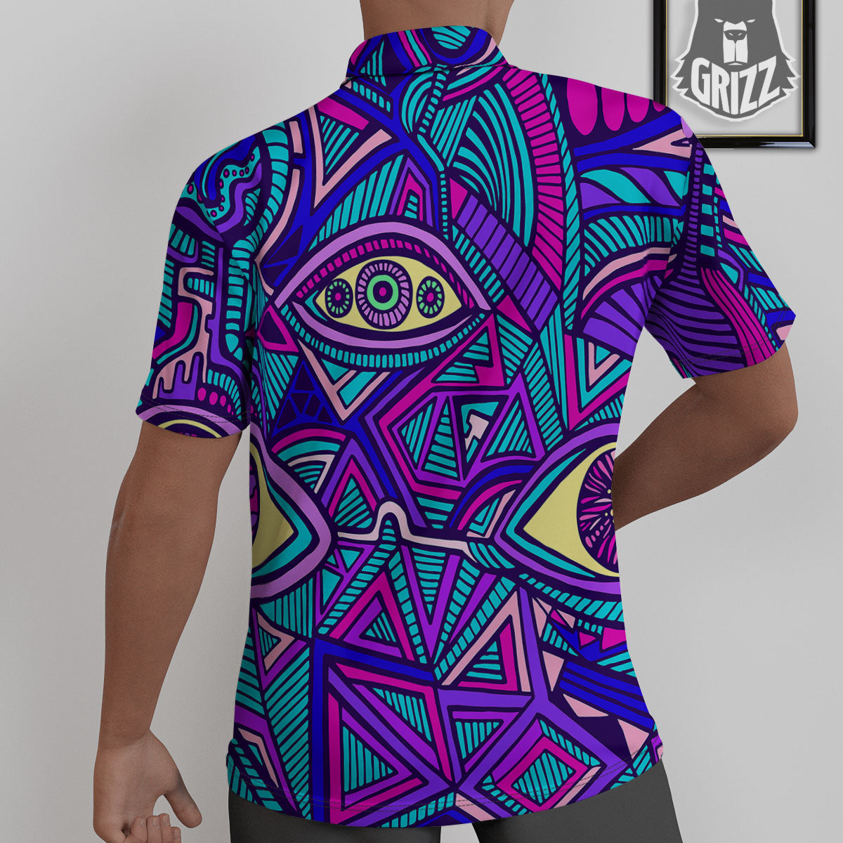 Trippy Ethnic Psychedelic Print Untucked Shirts-grizzshop